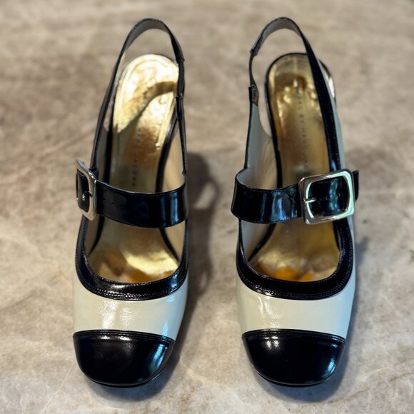 2000s MARC BY MARC JACOBS Black & White Patent Leather Heels 39EU 8.5 US Italy - Picture 3 of 8